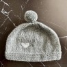 Bonnet Bébé Naissance - Uni Gris - Cœur Blanc