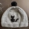 Bonnet Bébé Naissance - Uni Gris - Chat Noir