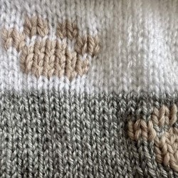 Bonnet Bébé 6 mois – Gris Blanc – Pattes de Chien Brun