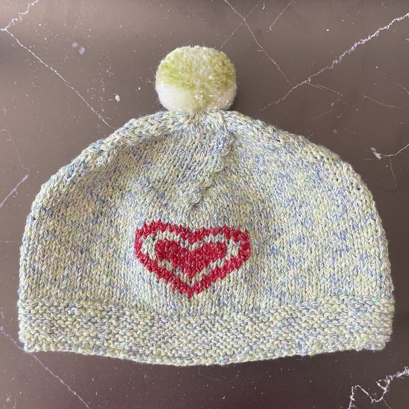 Bonnet Bébé 6 mois - Multicolore - Coeur Rouge